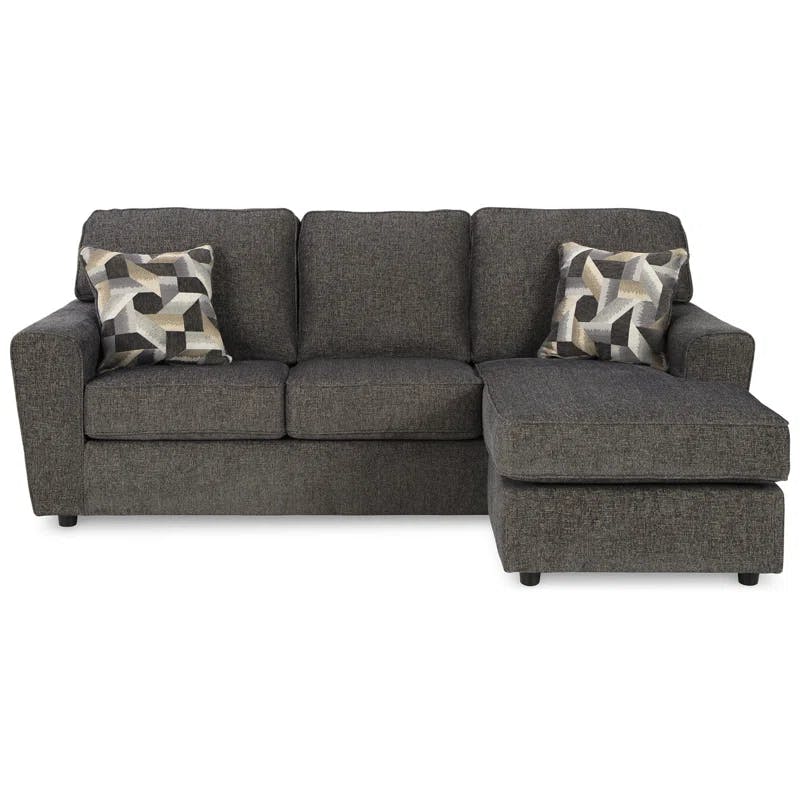 Cascilla Contemporary Pewter Gray 86'' Upholstered Sofa Chaise
