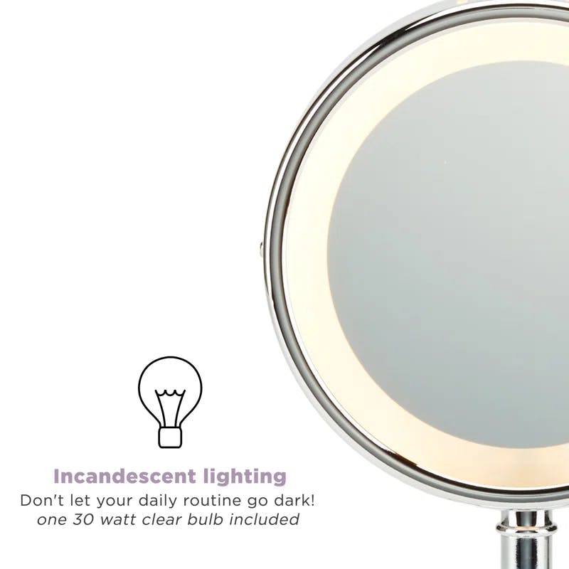Elegant Chrome 7.75" Round Countertop Magnifying Mirror