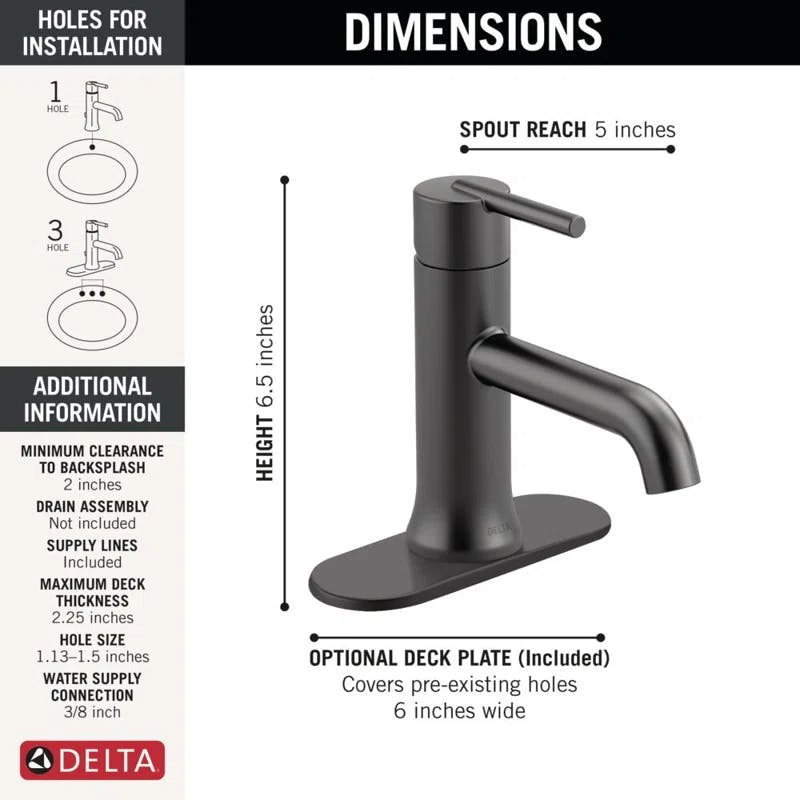 Sleek Matte Black Single-Handle Euro Motion Bathroom Faucet