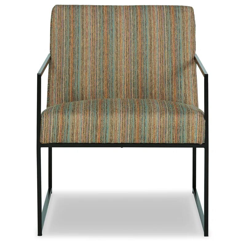 Contemporary Aniak Velvet Accent Chair in Blue and Beige