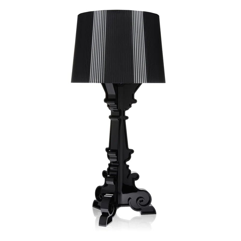 Adjustable Bourgie Outdoor Table Lamp in Matte Black with Pleated Shade