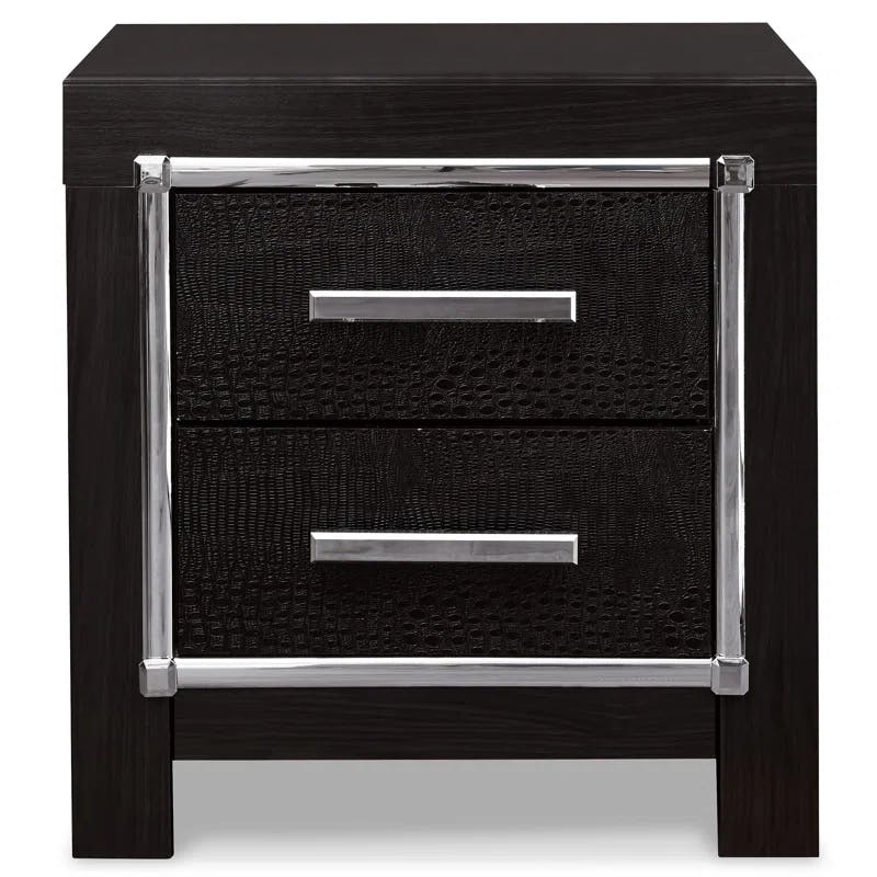 Kaydell Contemporary Black 2-Drawer Nightstand with USB Charging