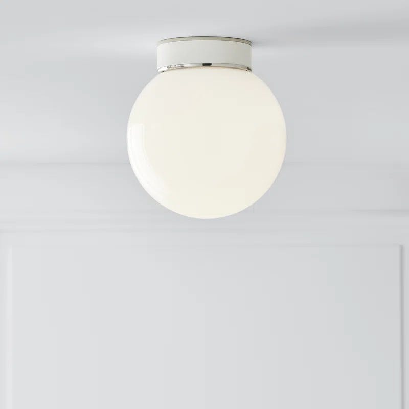Elegant Polished Nickel and Glass Globe Flush Mount Light