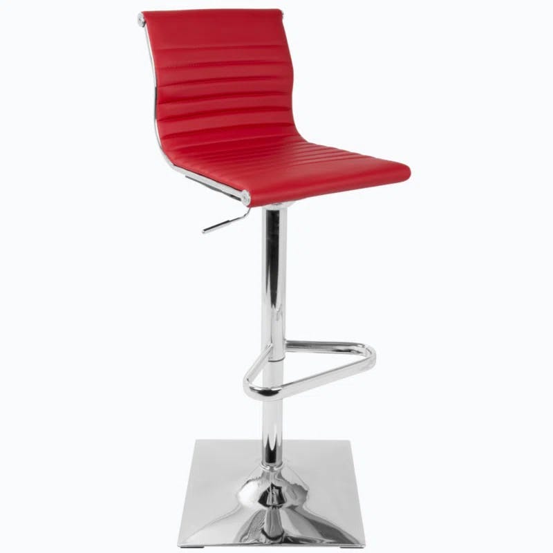 Contemporary Red Faux Leather Adjustable Swivel Barstool 20"