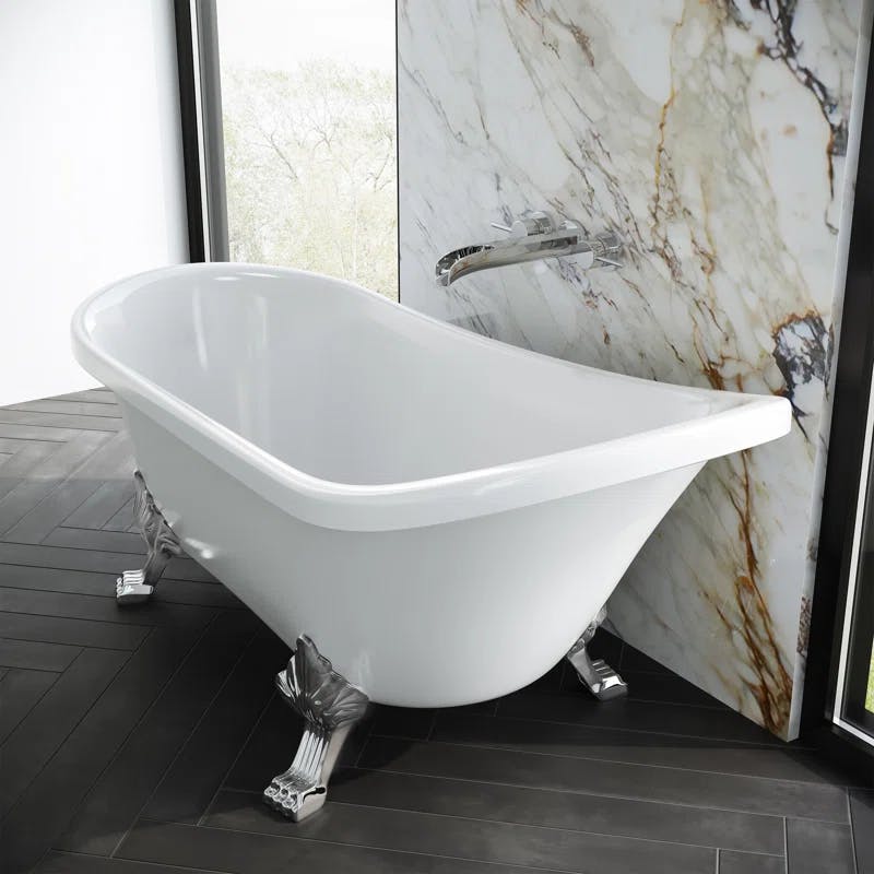 Elegant 30" Acrylic Clawfoot Soaking Bathtub with Chrome Finish