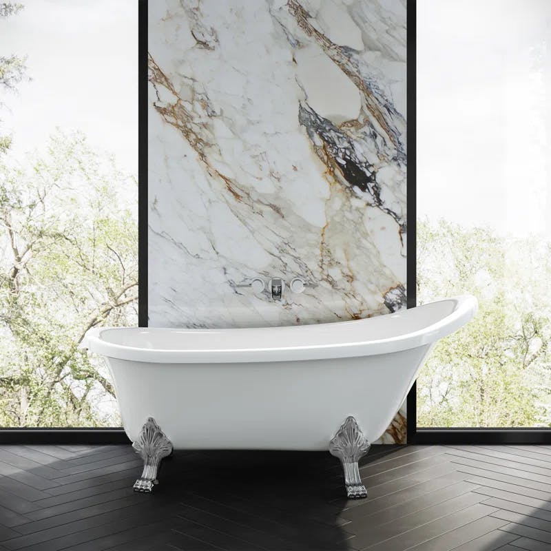 Elegant 30" Acrylic Clawfoot Soaking Bathtub with Chrome Finish