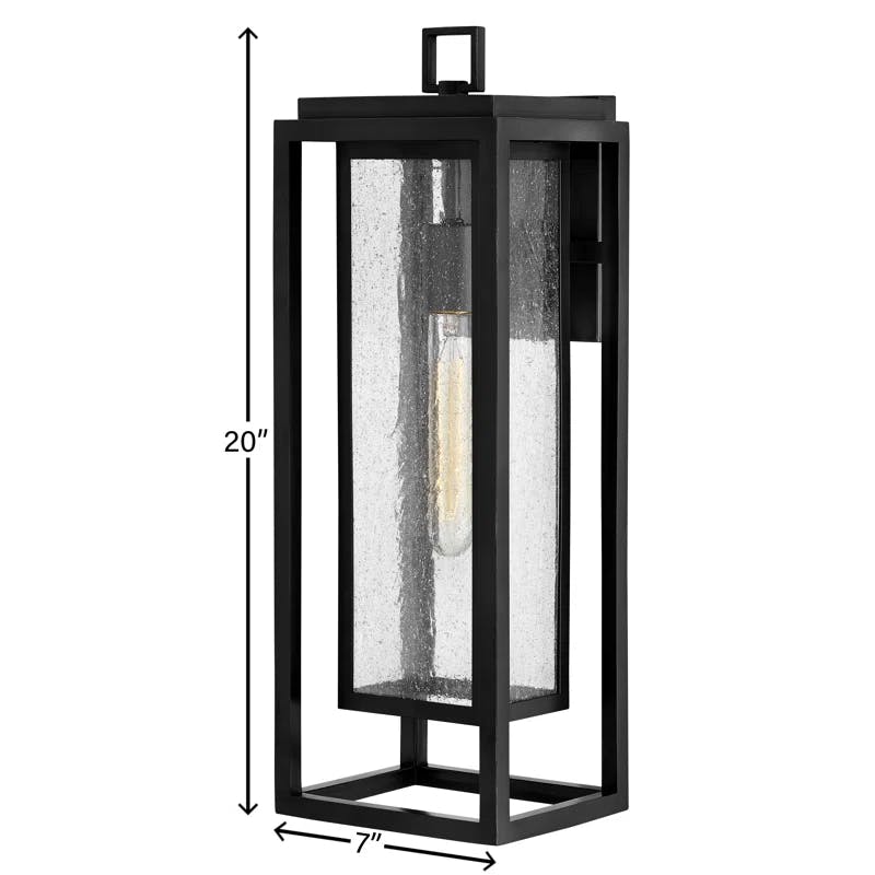 Seaside Lodge Black Outdoor Wall Lantern with Clear Seedy Glass