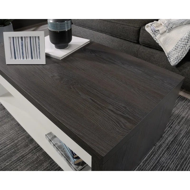 Charcoal Ash & Pearl Oak Rectangular Lift-Top Coffee Table with Storage