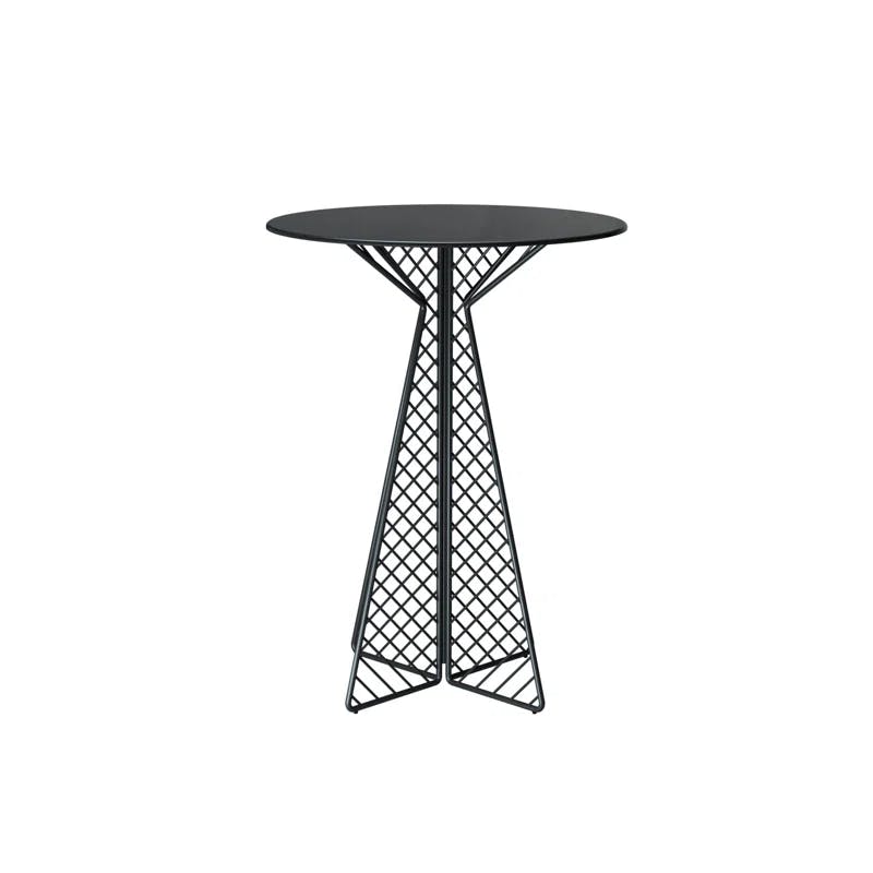 Eco-Friendly Galvanized Iron Round Patio Bar Table in Black