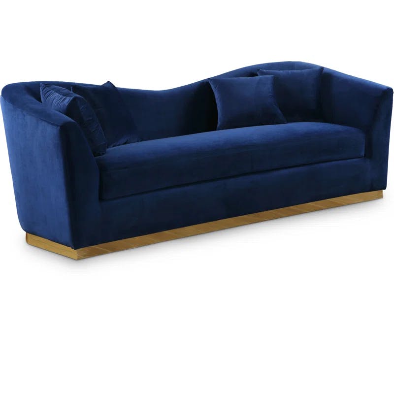 Arabella Graceful Navy Velvet 90'' Sofa with Gold Accents