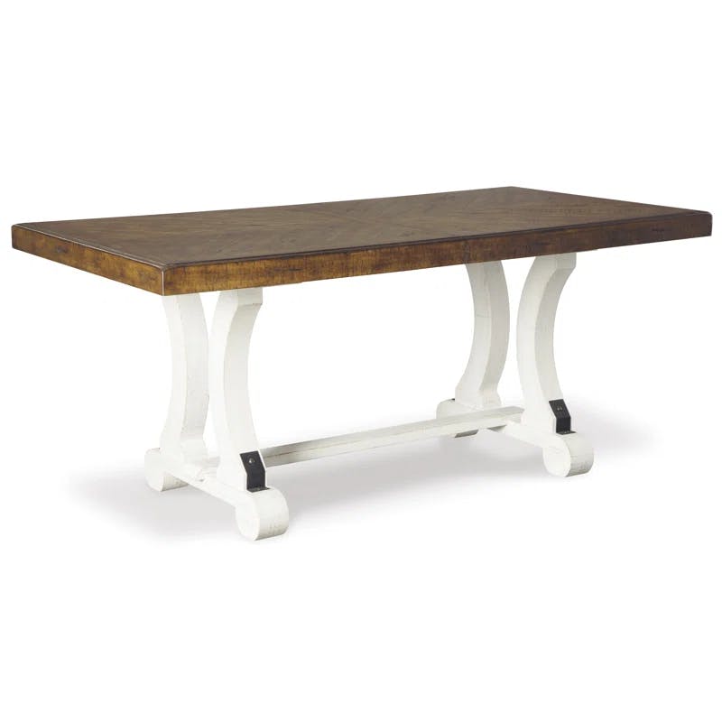 Valebeck White and Brown Rectangular Extendable Dining Table
