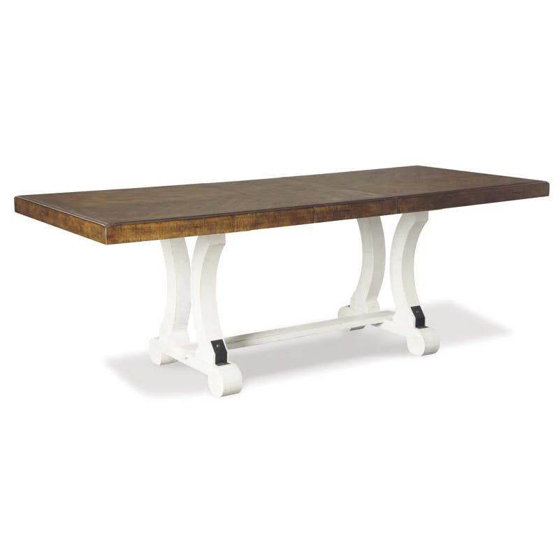 Valebeck White and Brown Rectangular Extendable Dining Table