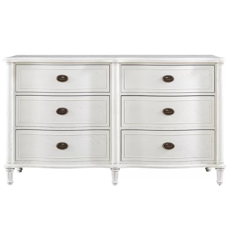 Devon French Country 6-Drawer White Dresser with Soft Close