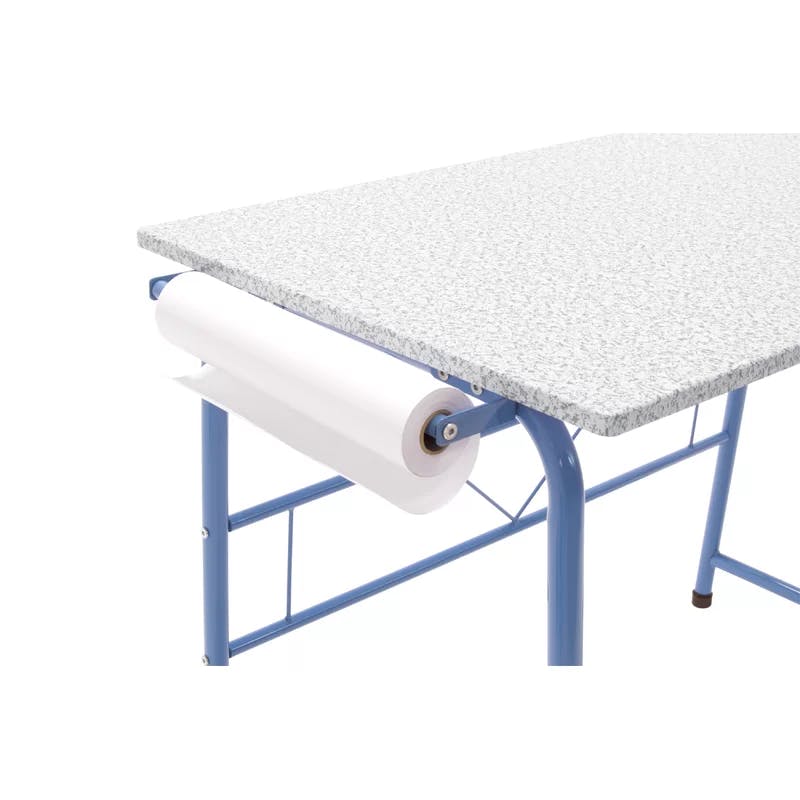 Splatter Blue and Gray Art and Craft Table Set with Bench and Paper Roll