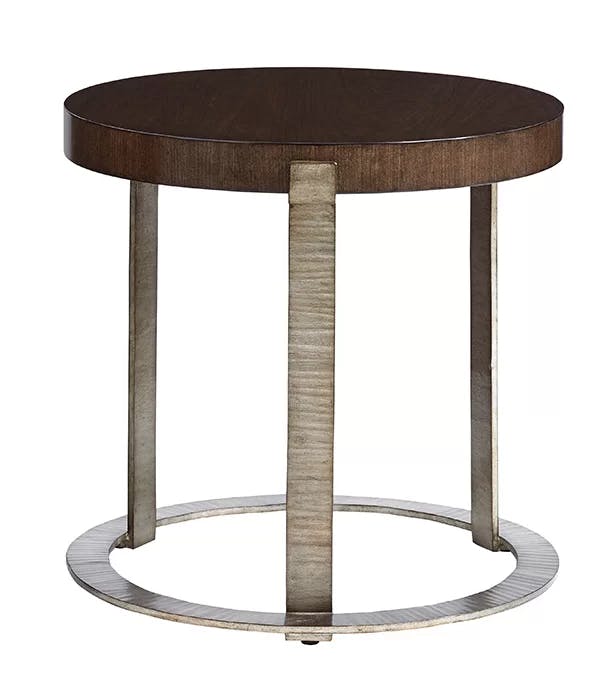 Contemporary Mocha 24" Round Wood & Metal Accent Table