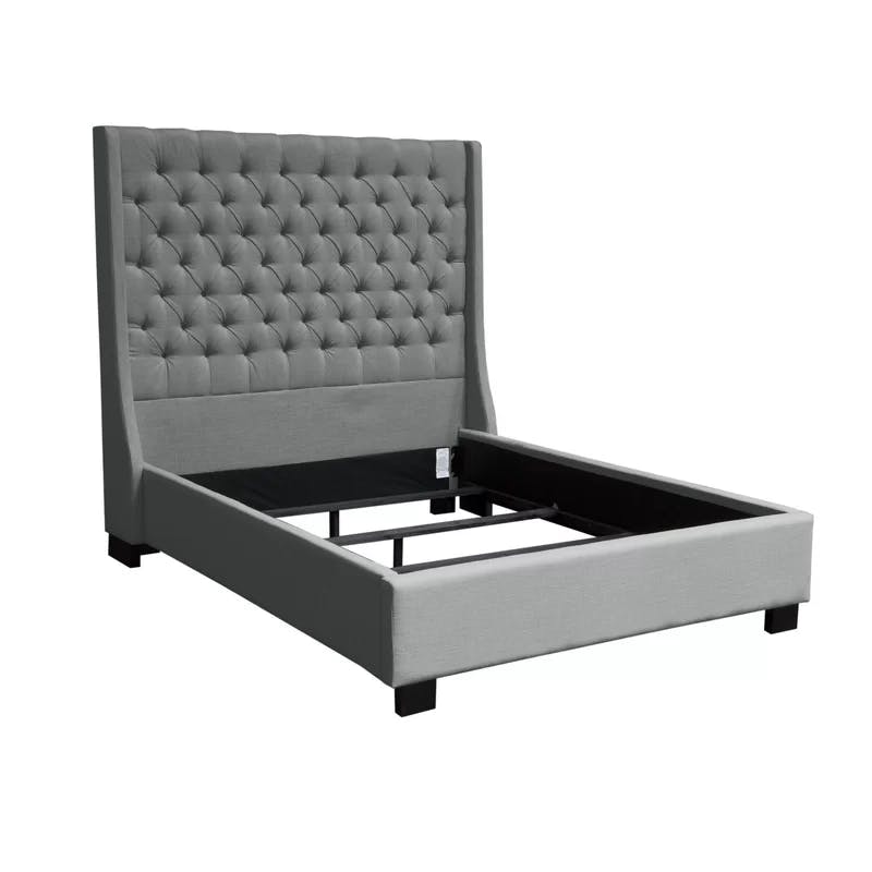 Park Avenue King Tufted Wingback Bed in Grey Linen