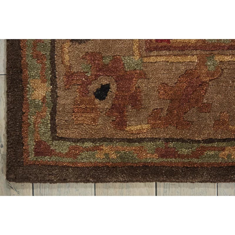 Espresso Geometric Hand-Knotted Wool Runner Rug, 2'3" x 8'