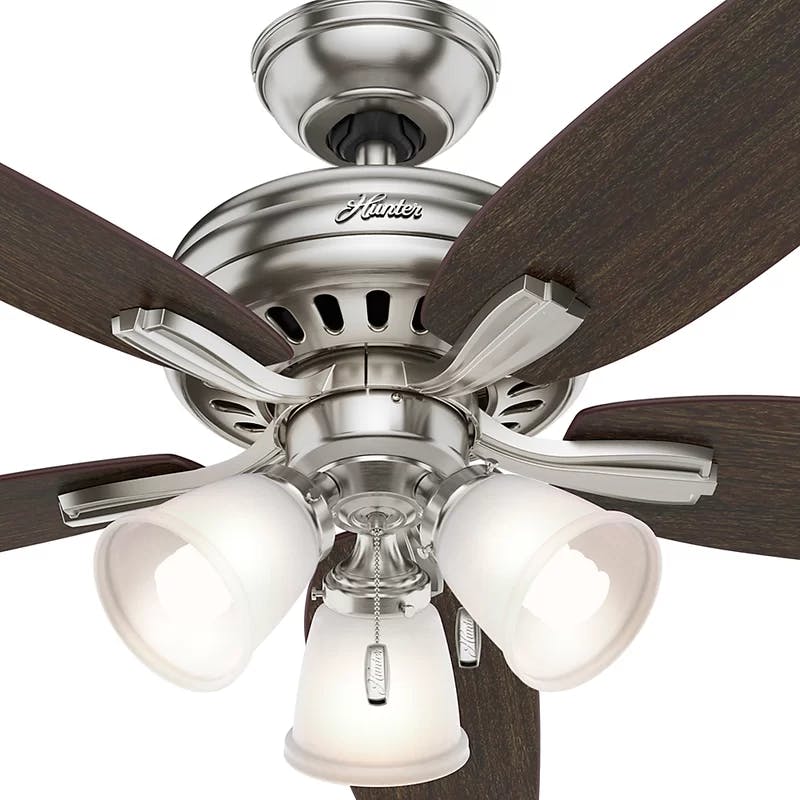 Newsome 52" Brushed Nickel Ceiling Fan with LED Light and WhisperWind Motor