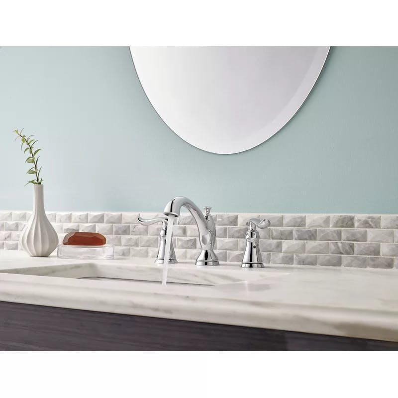 Modern Contemporary 16" Widespread Zinc Bathroom Faucet in Chrome