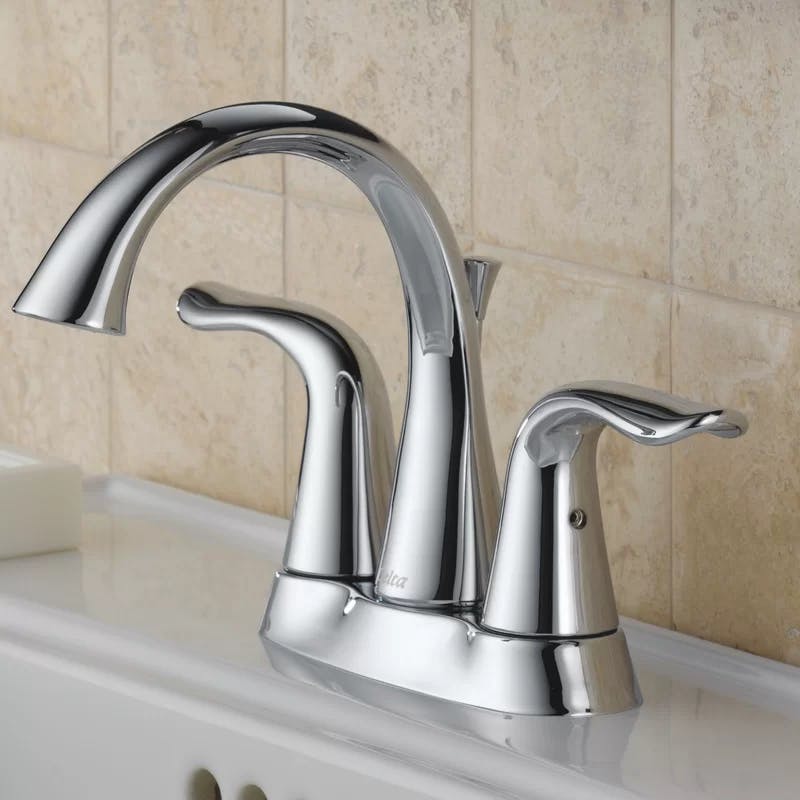 Modern Chrome Centerset Bathroom Faucet with Dual Handles and Drain Assembly
