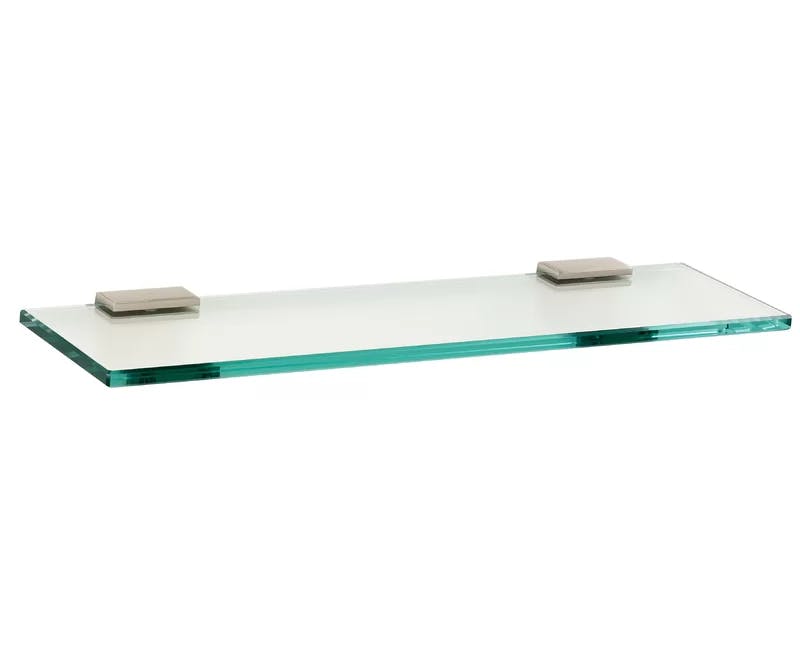 Contemporary Arch 24'' Glass Wall Shelf with Satin Nickel Brackets