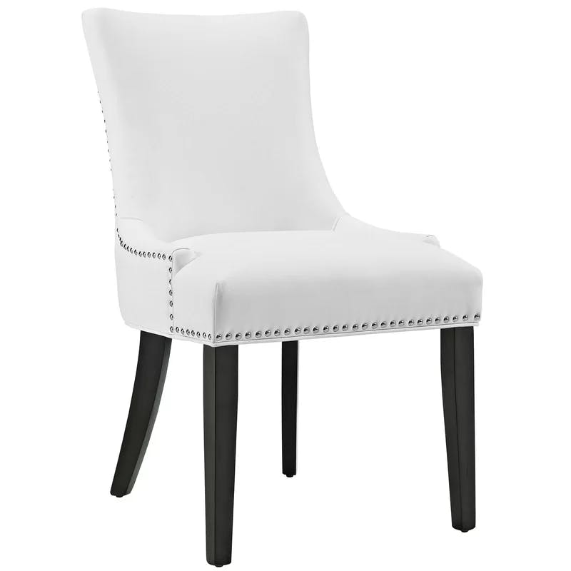 Elegance White Faux Leather Upholstered Side Chair with Nailhead Trim