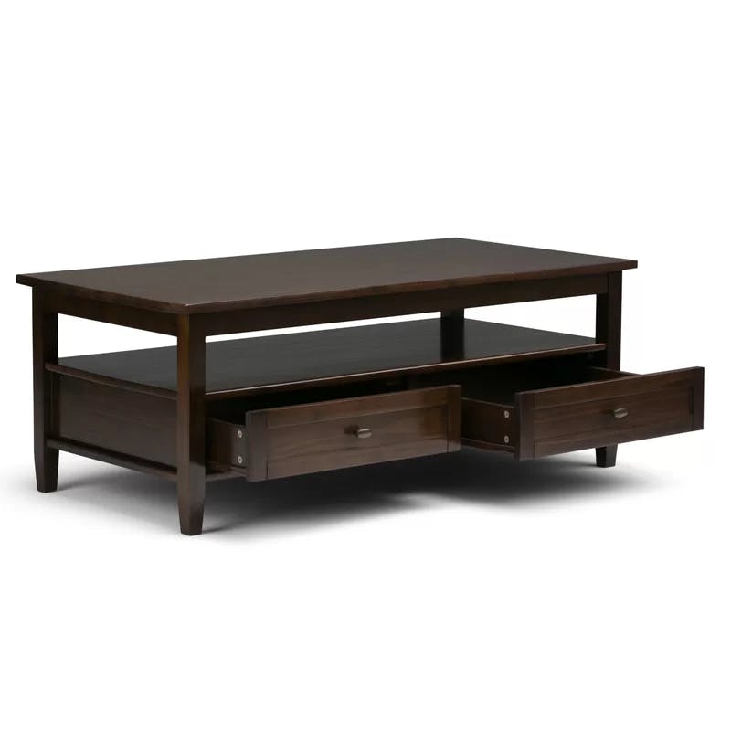 Tobacco Brown Rustic Rectangular Coffee Table with Storage