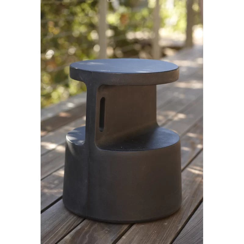 Tote Lightweight Portable Black Plastic End Table/Stool