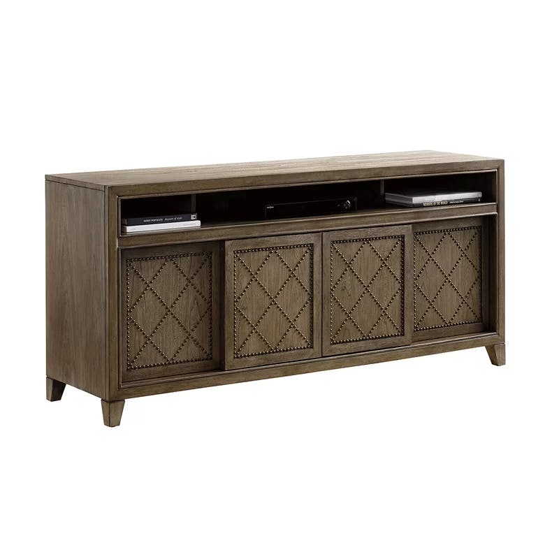 Hatteras Gray 65.5'' Elm Veneer Bed with Integrated Media Console