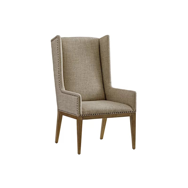 Cypress Point Smoke Gray Host Chair with Linen Weave Upholstery