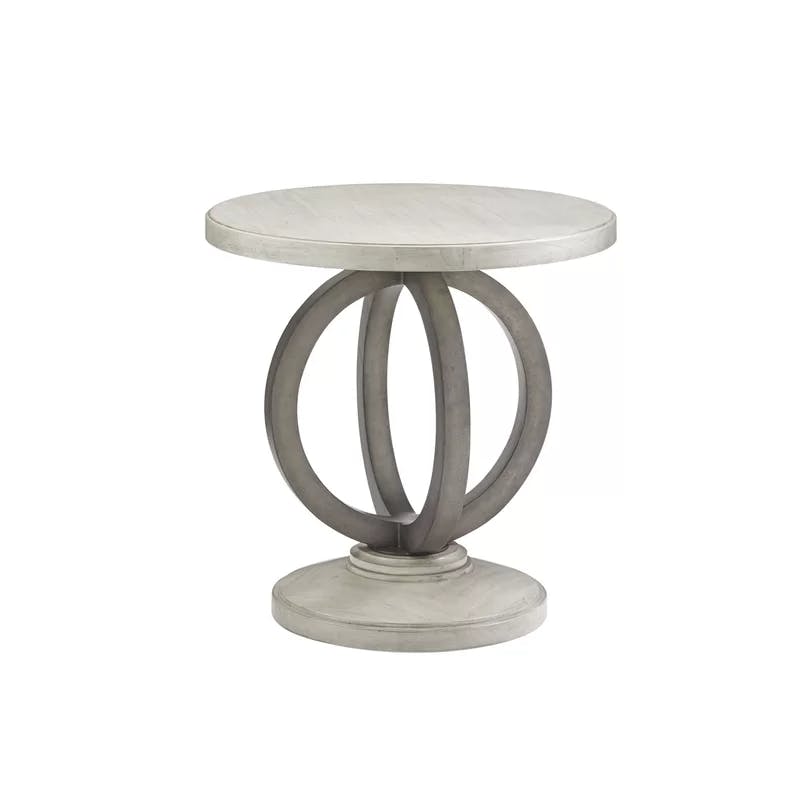 Transitional Oyster Cream 24" Round Wood & Metal Side Table