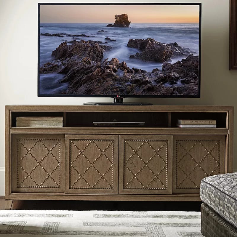 Hatteras Gray 65.5'' Elm Veneer Bed with Integrated Media Console