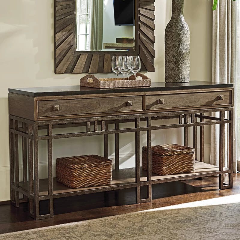 Cypress Point 68'' Transitional Gray-Brown Sideboard with Felt-Lined Drawers
