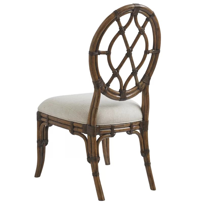 Ivory Transitional Oval Back Rattan Side Chair