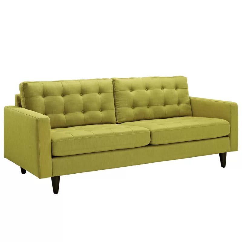 Empress Wheatgrass Tufted Fabric Sofa with Solid Wood Legs