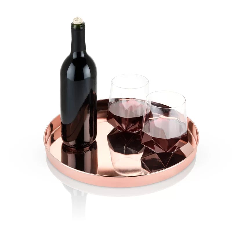 Summit 13'' Round High-Shine Copper Polished Serving Tray