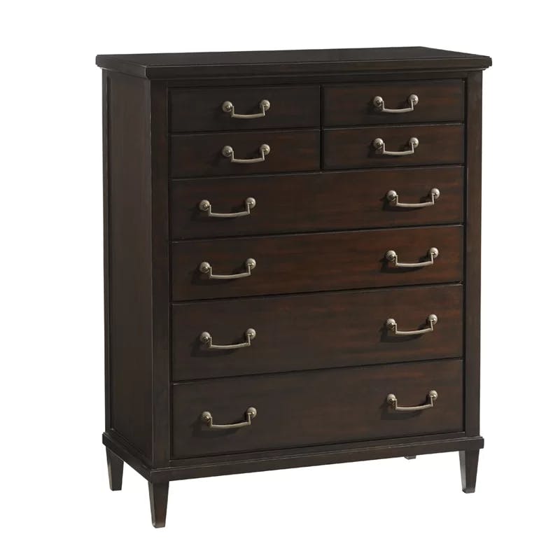 Brentwood Brown Mahogany 8-Drawer Chest with Brass Handles