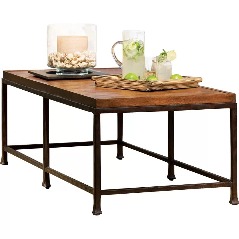 Transitional Reef 56'' Rectangular Cocktail Table with Crushed Bamboo Top