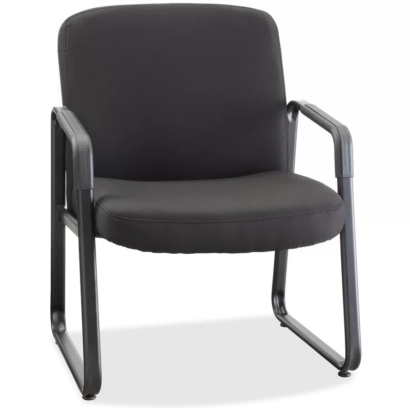 Deluxe Comfort Big & Tall Black Fabric Guest Chair with Metal Sled Base
