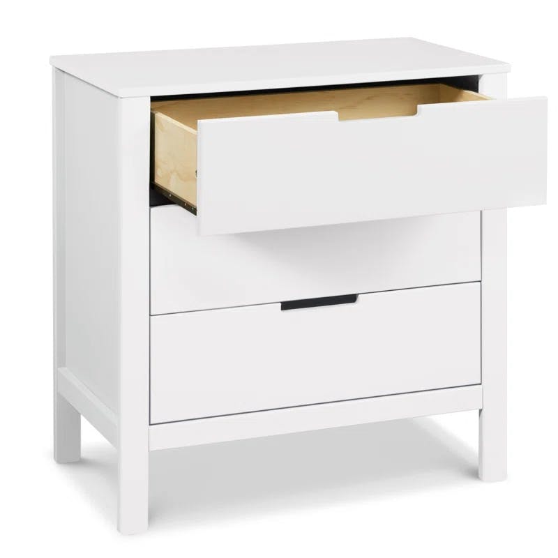 Colby Modern White 3-Drawer Nursery Dresser with Soft Close
