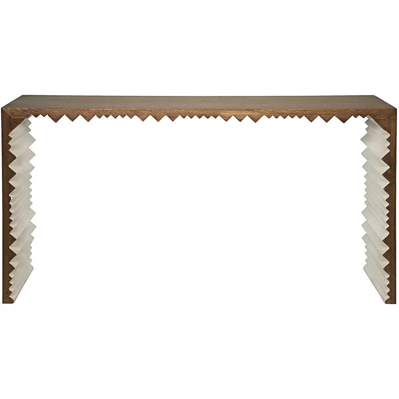 Nelson 60'' Dark Walnut Hand-Carved Solid Wood Console Table