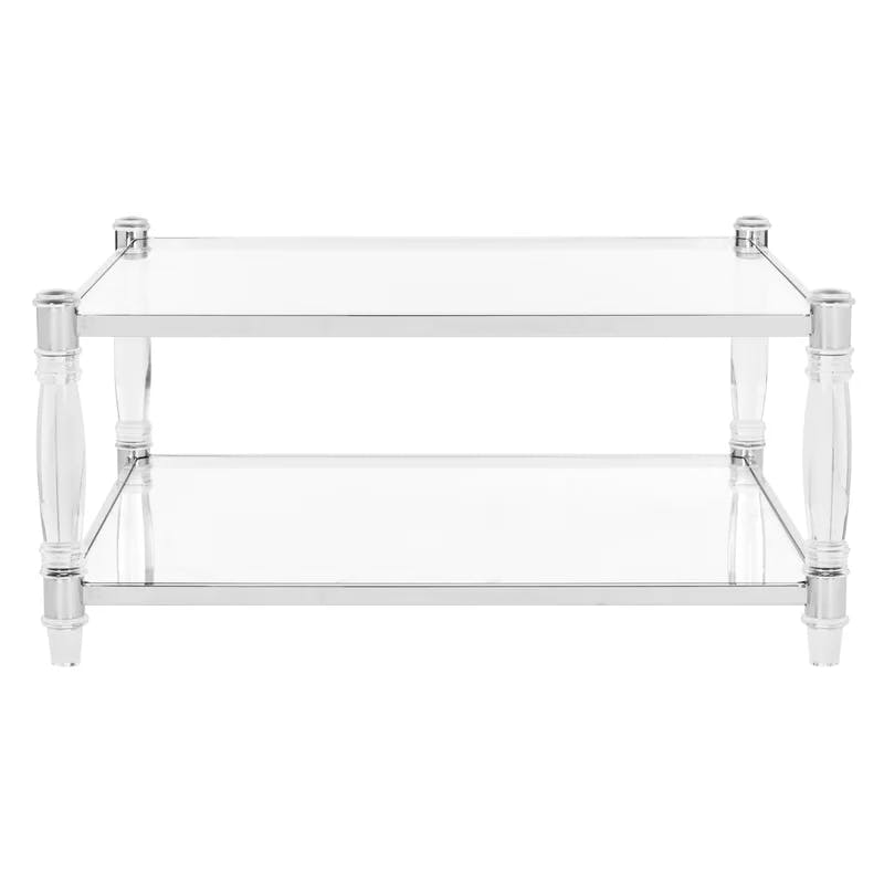 Isabelle 39'' Silver Acrylic and Glass Square Coffee Table