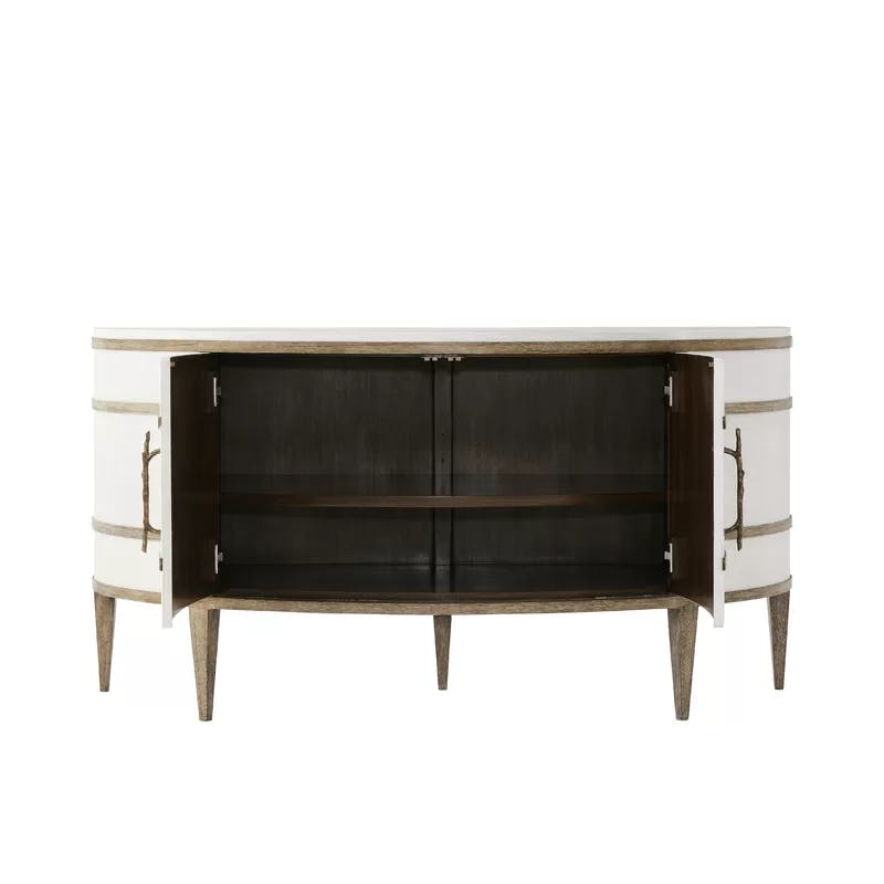 Corallo Curve 65'' Sideboard Buffet in Bronxe Smooth with Brass Handles