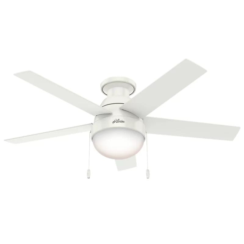 Anslee 46" Fresh White Low Profile LED Ceiling Fan with Reversible Blades