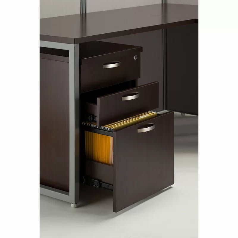 Mocha Cherry Compact 3-Drawer Mobile Legal File Cabinet
