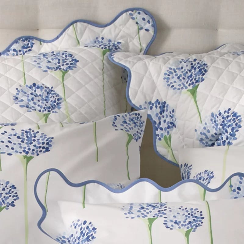 Charlotte Azure Embroidered Cotton-Polyester Standard Sham