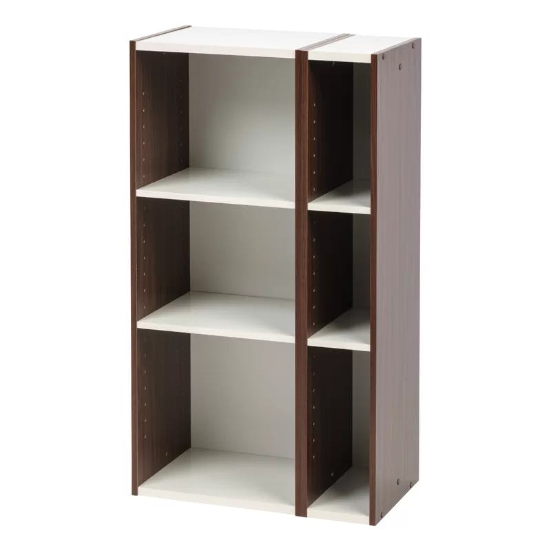 Adjustable Walnut Wood Slim Bookshelf for Tight Spaces
