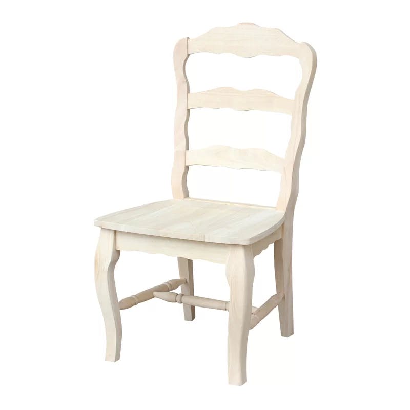 Elegant High-Back Ladderback Microfiber Upholstered Side Chair in Wood