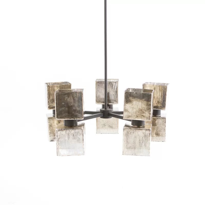 Ava Industrial Black and Gray 31" Plug-in Chandelier