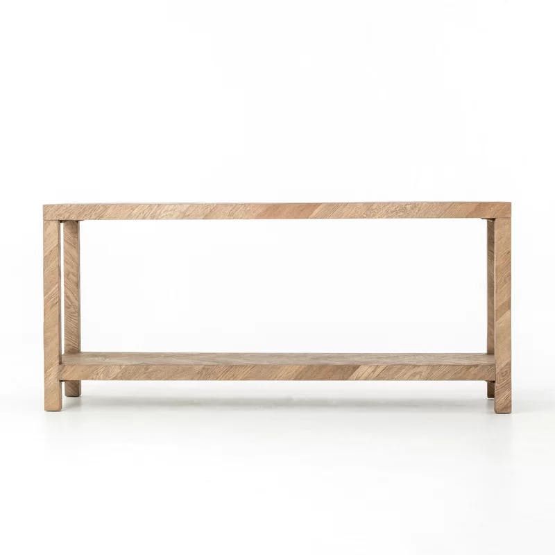 Drifted Oak and Metal Grand Parsons Console Table with Storage